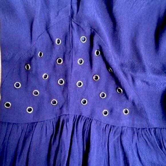 Anthropologie Millau Top Navy Blue/Indigo/Navy Peplum Side Grommets Tank Size M - Picture 10 of 16